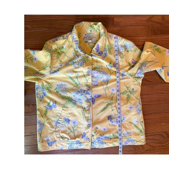 Appleseed Yellow Floral Vintage Womens Jacket XL Lavender Butterfly Cotton - Picture 4 of 9